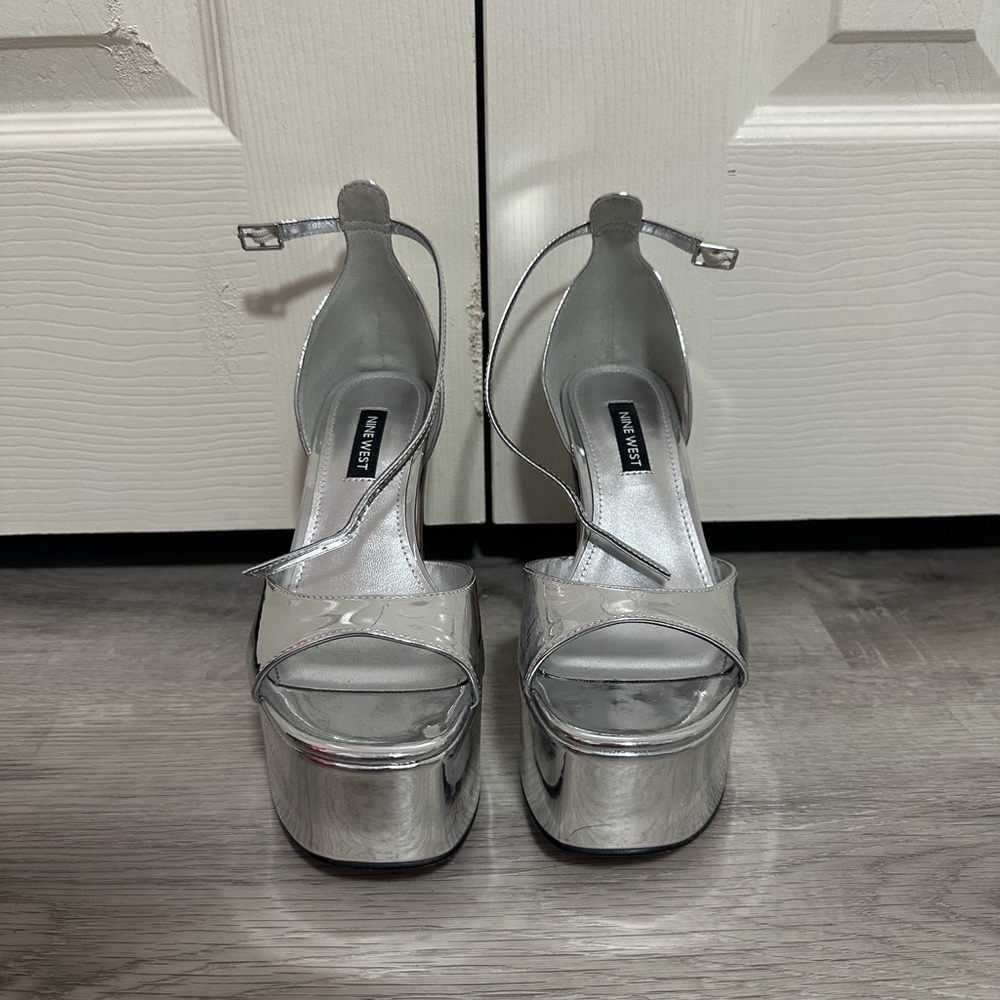 Nine West Silver Platform Heels